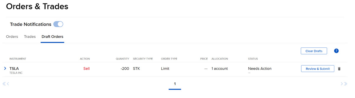 The tax loss harvesting review & submit option in Portal. 